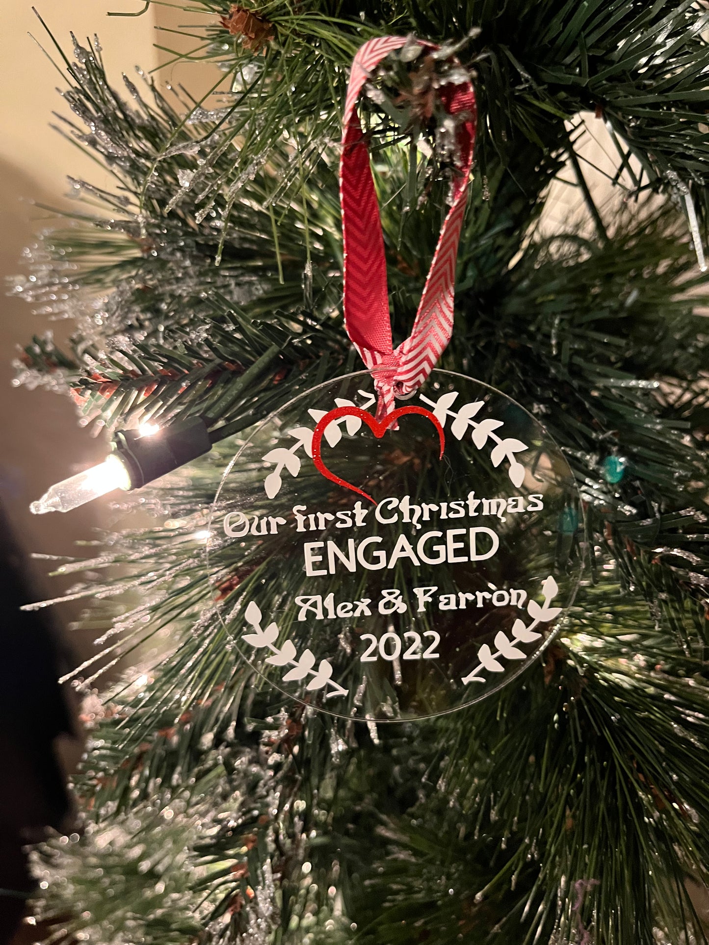 Personalized Couples First Christmas engaged Ornament
